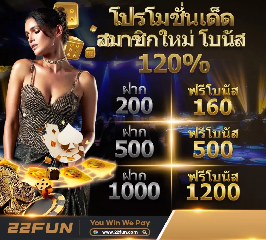 โปรโมชั่น 22 fun สมาชิกใหม่รับฟรี 2200